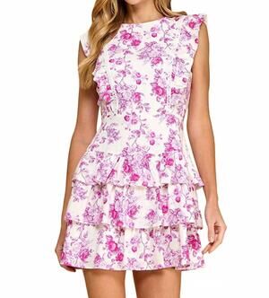 NEW PRETTY FOLLIES ruffled sleeveless mini dress in pink floral